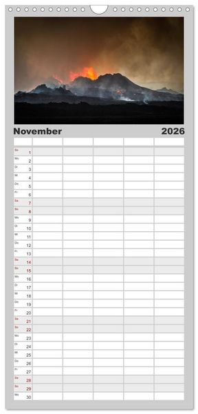 Produktbild: Familienplaner 2026 - Vulkanausbruch - Island mit 5 Spalten (Wandkalender, 21 x 45 cm) CALVENDO