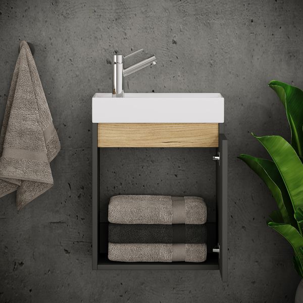 Produktbild: 2 tlg. H&auml;ngeschrank G&auml;ste-WC Waschbecken Softclose Cosila