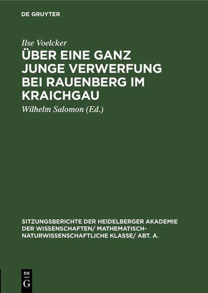 Produktbild: &Uuml;ber eine ganz junge Verwerfung bei Rauenberg im Kraichgau