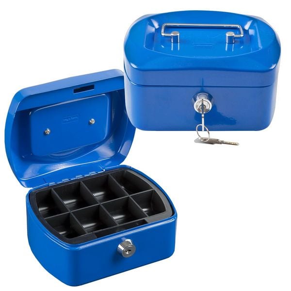 Produktbild: Idena Geldkassette Gr&ouml;&szlig;e 6 aus Metall 8 F&auml;cher blau 15,5x12x9cm