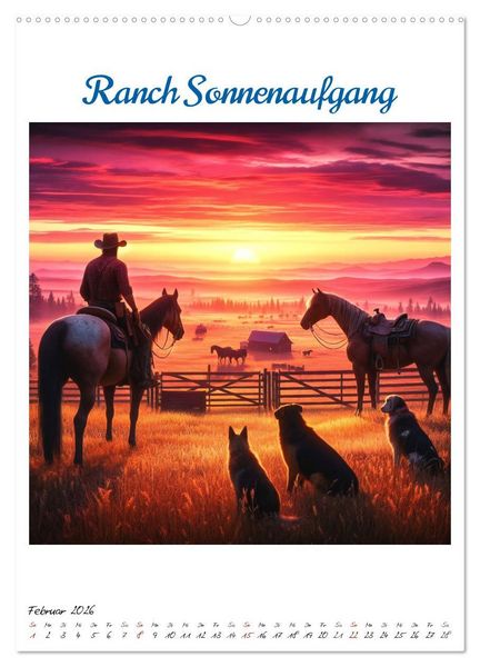 Produktbild: Wild-West Family - Yee-haw! K&uuml;nstliche Impressionen: Ein Jahr im Wilden Westen (Wandkalender 2026 DIN A2 hoch), CALVENDO Monatskalender