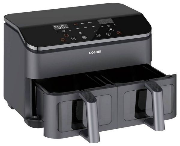 Produktbild: Cosori Doppel-Hei&szlig;luftfritteuse CAF-R901-AEU Hei&szlig;luft-Fritteuse 1.75kW Schwarz, Silber