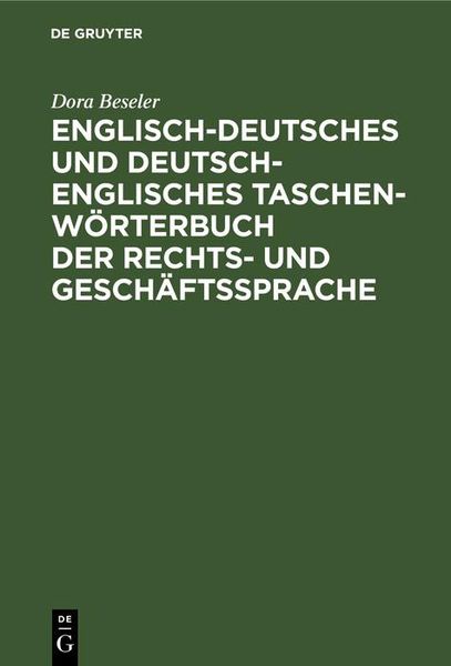 Produktbild: Englisch-deutsches und deutsch-englisches Taschenw&ouml;rterbuch der Rechts- und Gesch&auml;ftssprache