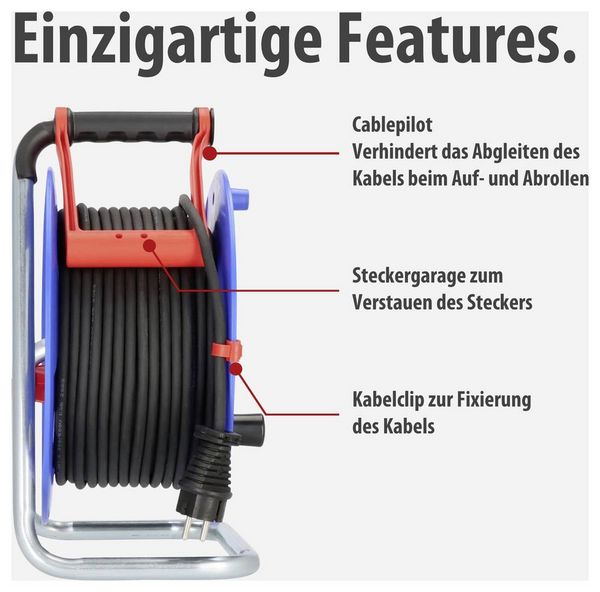 Produktbild: Brennenstuhl 1208590 Kabeltrommel 50.00 m Schwarz Schutzkontakt-Stecker