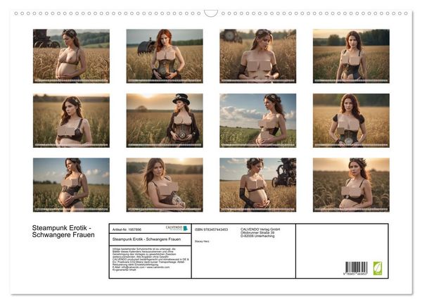 Produktbild: Steampunk Erotik - Schwangere Frauen (Wandkalender 2026 DIN A2 quer), CALVENDO Monatskalender