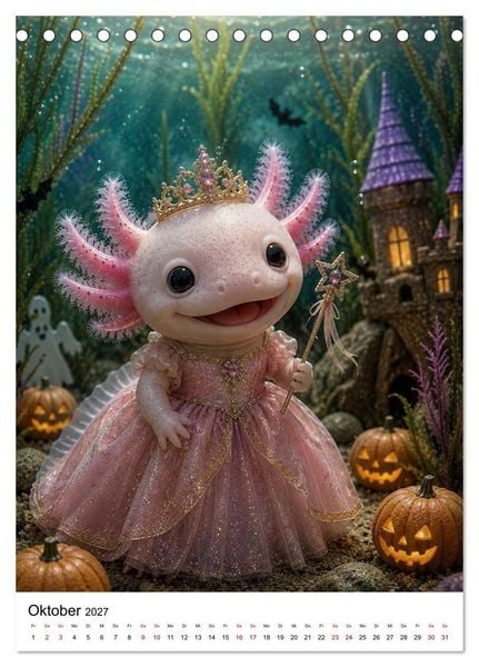 Produktbild: Axolotl durchs ganze Jahr (Tischkalender 2027 DIN A5 hoch), CALVENDO Monatskalender