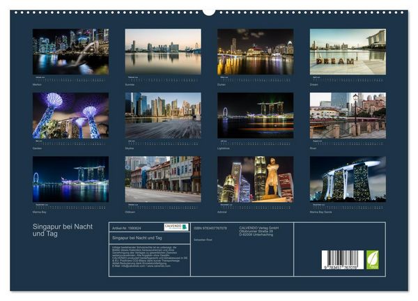 Produktbild: Singapur bei Nacht und Tag (hochwertiger Premium Wandkalender 2026 DIN A2 quer), Kunstdruck in Hochglanz