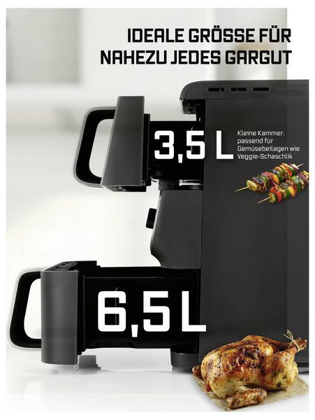 Produktbild: GourmetMaxx 16404 Hei&szlig;luft-Fritteuse 10l 2500W Antihaftbeschichtung, BPA-frei, Cool-Touch-Geh&auml;use, digitaler Timer, Grillfunktion