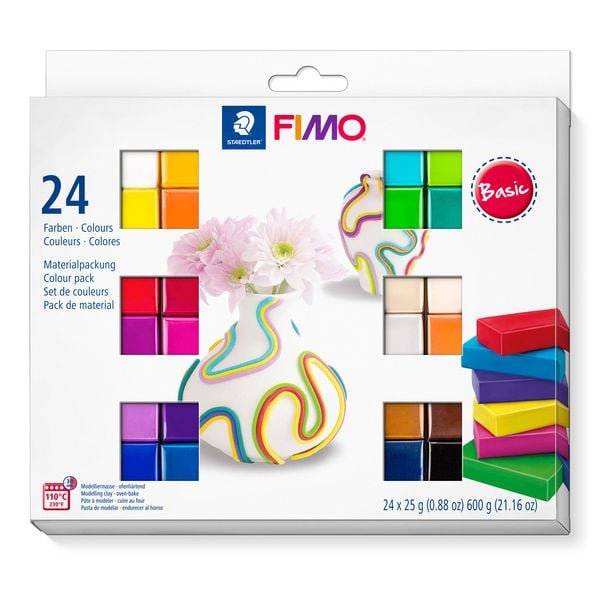 STAEDTLER Modelliermasse FIMO soft Basic Colours 24er Set