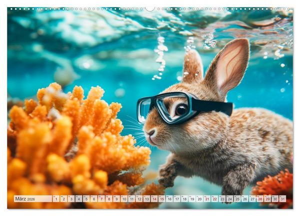 Produktbild: Kaninchen auf Reisen (hochwertiger Premium Wandkalender 2026 DIN A2 quer), Kunstdruck in Hochglanz