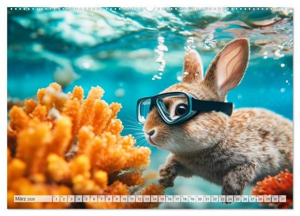 Produktbild: Kaninchen auf Reisen (Wandkalender 2026 DIN A2 quer), CALVENDO Monatskalender