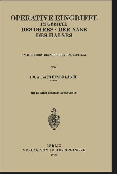 Produktbild: Operative Eingriffe im Gebiete des Ohres &middot; der Nase &middot; des Halses