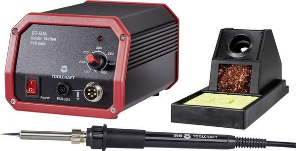 Produktbild: TOOLCRAFT ST-50A L&ouml;tstation analog 50W 150 - 450&deg;C inkl. L&ouml;tspitze