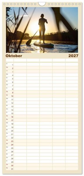 Produktbild: Familienplaner 2027 - Im Fluss der Zeit &ndash; SUP-Momente zum Durchatmen mit 5 Spalten (Wandkalender, 21 x 45 cm) CALVENDO