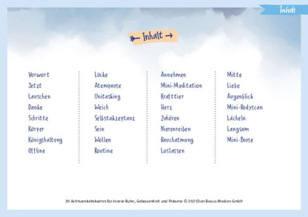 Produktbild: 30 Achtsamkeitskarten f&uuml;r innere Ruhe, Gelassenheit und Pr&auml;senz