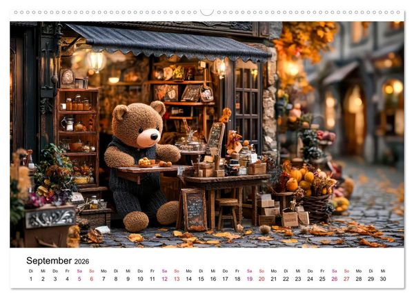 Produktbild: Teddys Welt - B&auml;renstark durchs Jahr (hochwertiger Premium Wandkalender 2026 DIN A2 quer), Kunstdruck in Hochglanz