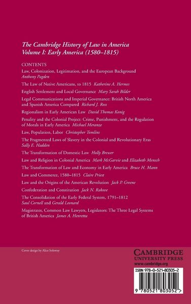 Produktbild: The Cambridge History of Law in America - Vol 1