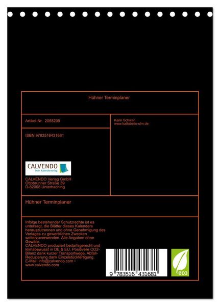 Produktbild: H&uuml;hner Terminplaner (Tischkalender 2026 DIN A5 hoch), CALVENDO Monatskalender