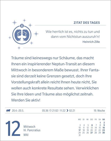 Produktbild: Zwillinge Sternzeichenkalender 2027 - Tagesabrei&szlig;kalender - Ihr Horoskop f&uuml;r jeden Tag