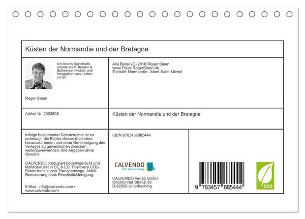 Produktbild: K&uuml;sten der Normandie und der Bretagne (Tischkalender 2026 DIN A5 quer), CALVENDO Monatskalender