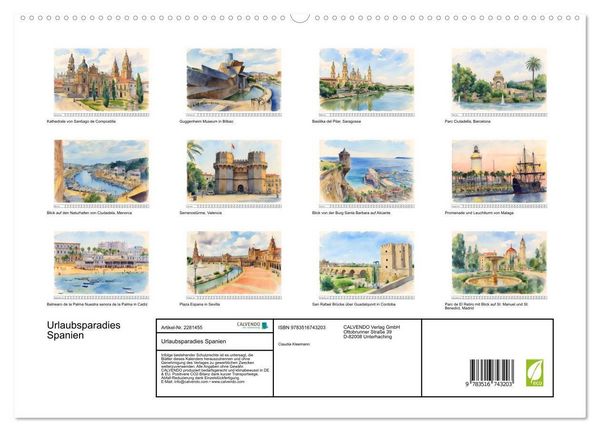 Produktbild: Urlaubsparadies Spanien (hochwertiger Premium Wandkalender 2026 DIN A2 quer), Kunstdruck in Hochglanz