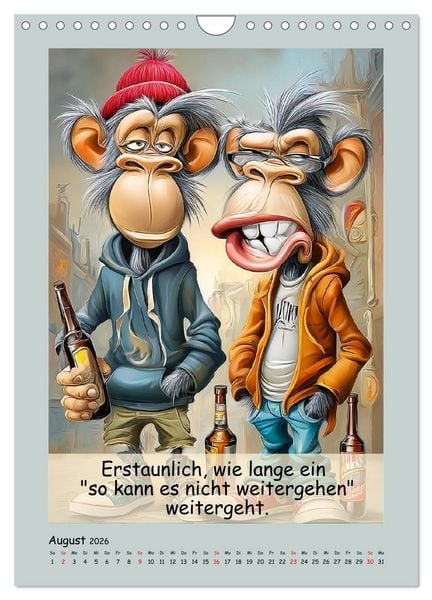 Produktbild: Affengeil. Humor aus dem Gro&szlig;stadtdschungel (Wandkalender 2026 DIN A4 hoch), CALVENDO Monatskalender