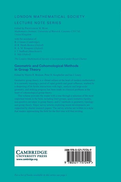 Produktbild: Geometric and Cohomological Methods in Group Theory