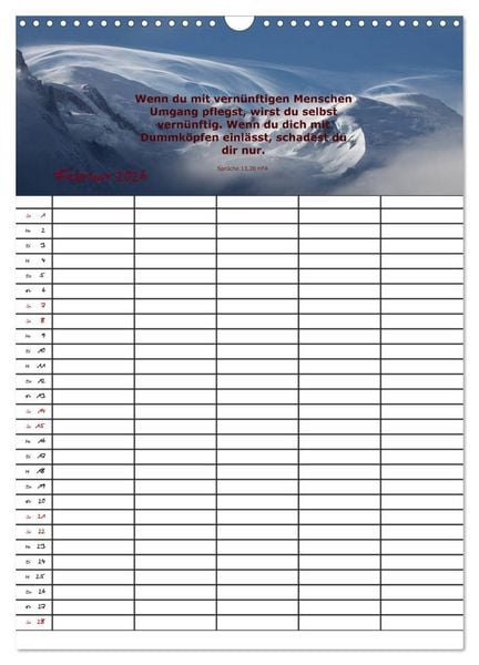 Produktbild: ein Planer mit biblischer Weisheit aus den Spr&uuml;chen Salomos (Wandkalender 2026 DIN A3 hoch), CALVENDO Monatskalender