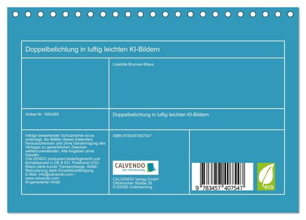 Produktbild: Doppelbelichtung in luftig leichten KI-Bildern (Tischkalender 2026 DIN A5 quer), CALVENDO Monatskalender