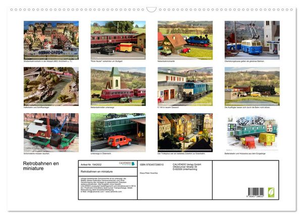 Produktbild: Retrobahnen en miniature (Wandkalender 2026 DIN A2 quer), CALVENDO Monatskalender