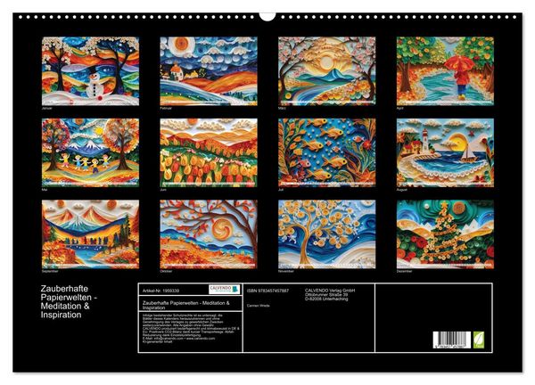 Produktbild: Zauberhafte Papierwelten - Meditation & Inspiration (Wandkalender 2026 DIN A2 quer), CALVENDO Monatskalender