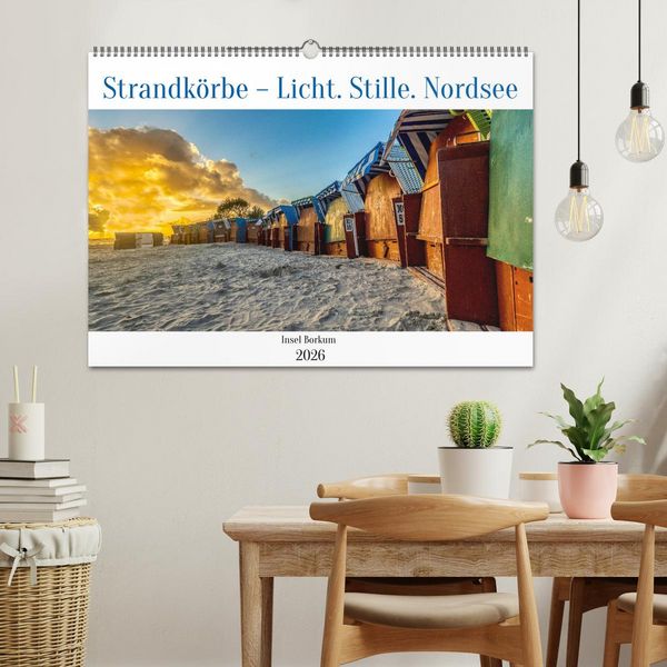 Produktbild: Strandk&ouml;rbe &ndash; Licht. Stille. Nordsee Borkum 2026 (Wandkalender 2026 DIN A2 quer), CALVENDO Monatskalender
