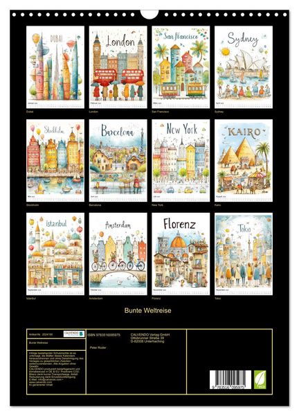 Produktbild: Bunte Weltreise (Wandkalender 2026 DIN A3 hoch), CALVENDO Monatskalender