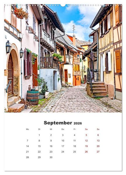 Produktbild: Eguisheim - Postkartenidylle (Wandkalender 2026 DIN A2 hoch), CALVENDO Monatskalender