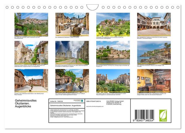 Produktbild: Geheimnisvolles Okzitanien. Augenblicke (Wandkalender 2026 DIN A4 quer), CALVENDO Monatskalender