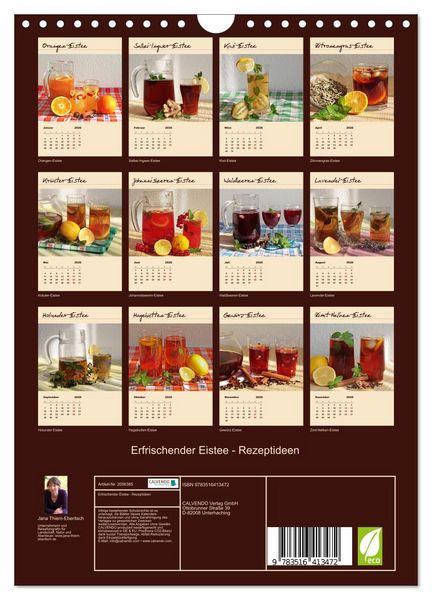 Produktbild: Erfrischender Eistee - Rezeptideen (Wandkalender 2026 DIN A4 hoch), CALVENDO Monatskalender