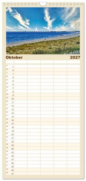 Produktbild: Familienplaner 2027 - Magische K&uuml;ste Zeeland mit 5 Spalten (Wandkalender, 21 x 45 cm) CALVENDO