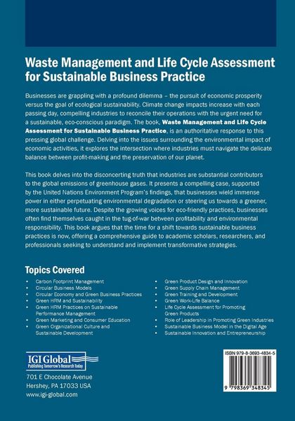 Produktbild: Waste Management and Life Cycle Assessment for Sustainable Business Practice