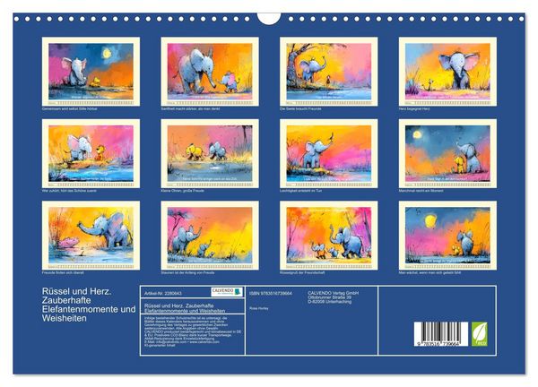 Produktbild: R&uuml;ssel und Herz. Zauberhafte Elefantenmomente und Weisheiten (Wandkalender 2026 DIN A3 quer), CALVENDO Monatskalender