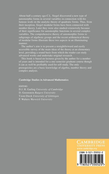 Produktbild: Introductory Lectures on Siegel Modular Forms