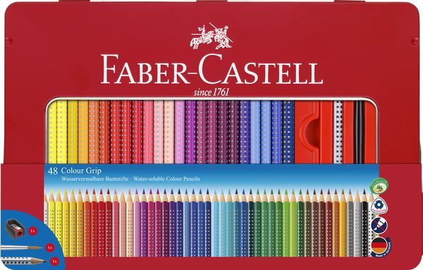 Faber-Castell Buntstifte Colour Grip, 48er Set Metalletui