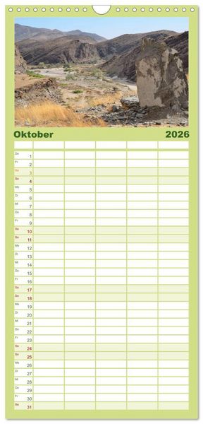 Produktbild: Familienplaner 2026 - Namibia mit 5 Spalten (Wandkalender, 21 x 45 cm) CALVENDO