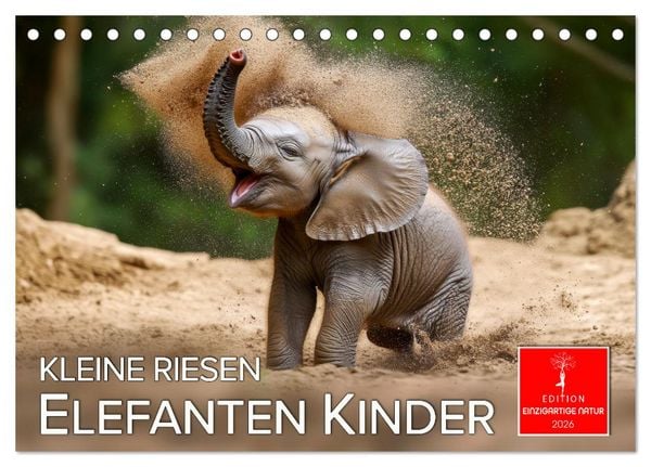 Produktbild: Elefanten Kinder - kleine Riesen (Tischkalender 2026 DIN A5 quer), CALVENDO Monatskalender