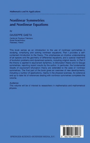 Produktbild: Nonlinear Symmetries and Nonlinear Equations