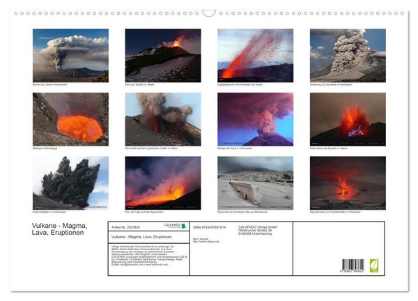 Produktbild: Vulkane - Magma, Lava, Eruptionen (Wandkalender 2026 DIN A2 quer), CALVENDO Monatskalender