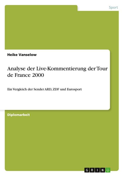 Produktbild: Analyse der Live-Kommentierung der Tour de France 2000