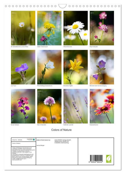 Produktbild: Colors of Nature (Wandkalender 2026 DIN A3 hoch), CALVENDO Monatskalender