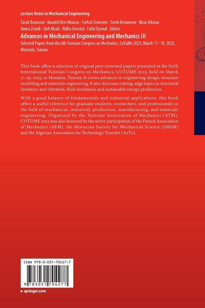 Produktbild: Advances in Mechanical Engineering and Mechanics III