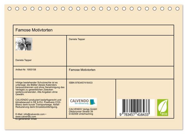 Produktbild: Famose Motivtorten (Tischkalender 2026 DIN A5 quer), CALVENDO Monatskalender