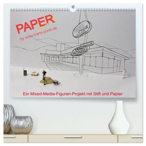 Produktbild: PAPERminis &ndash; Ein Mixed-Media-Figuren-Projekt mit Stift und Papier (hochwertiger Premium Wandkalender 2026 DIN A2 quer), Kunstdruck in Hochglanz